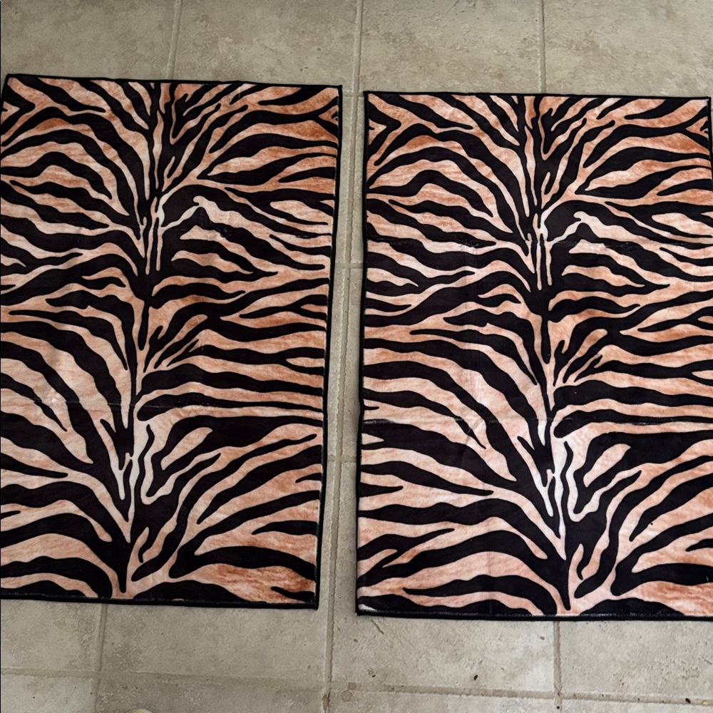 Set of 2 Brand New Zebra Animal Print Rugs